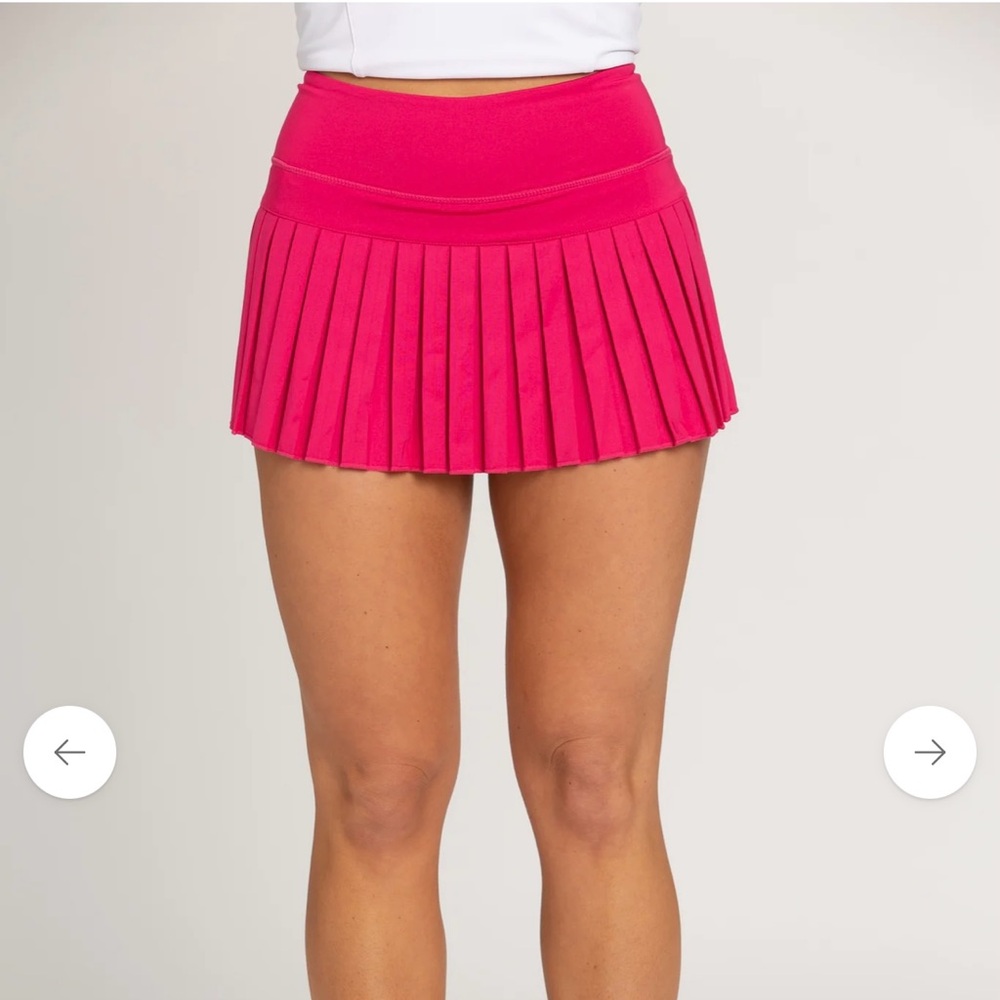 Hot Pink Pleated Tennis Skirt with built in spandex short and side pocket.